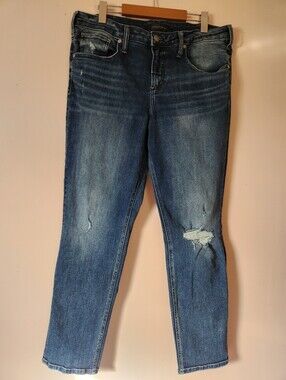 Silver Jeans Co. Beau Mid-Rise Slim Boyfriend Distressed Jeans Size 34 EUC